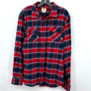 Vans Red Casual Button Down Flannel Shirt Two Front Pockets Size L